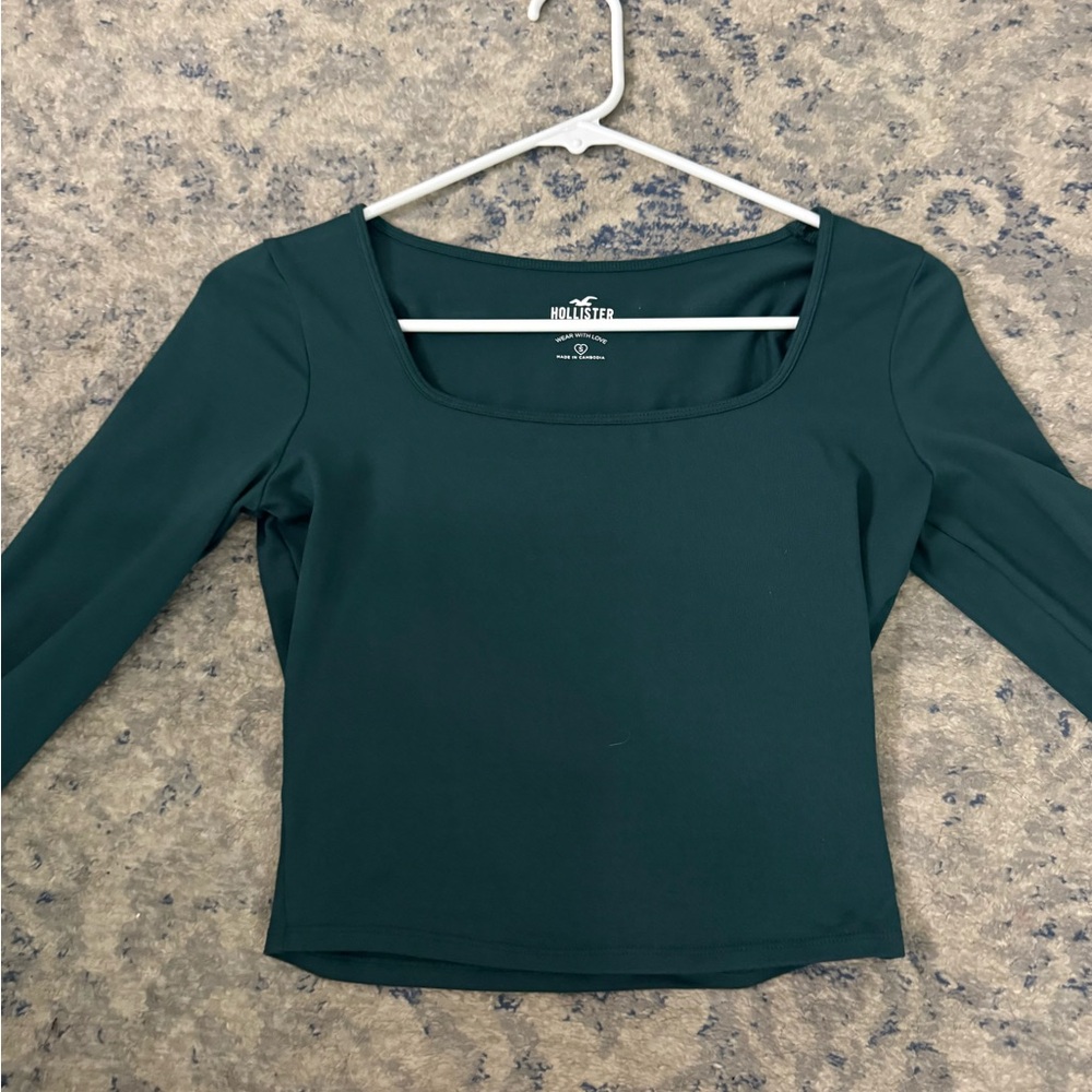Hollister Fitted Green Blouse